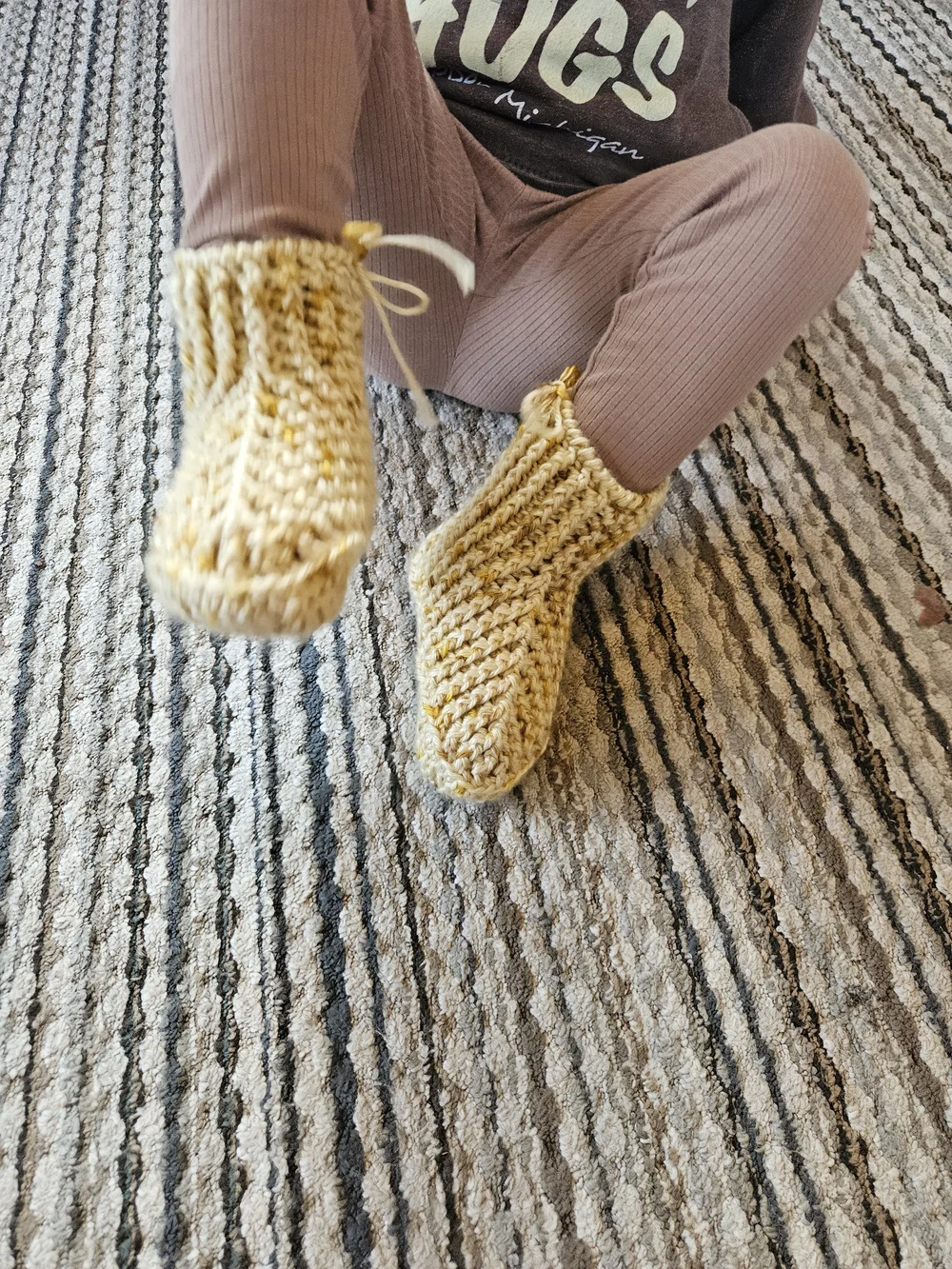 Hand-Knit Kids Yellow Cozy Slipper Boots
